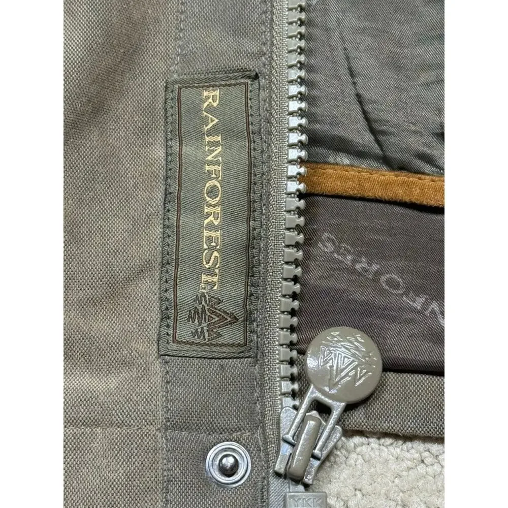 Vintage 90s Rainforest Microfiber Leather Field Bomber Jacket Khaki Green Large